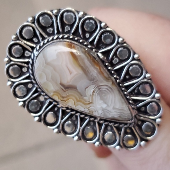 New Laguna Lace Agate 925 Silver Ring. - Picture 1 of 14